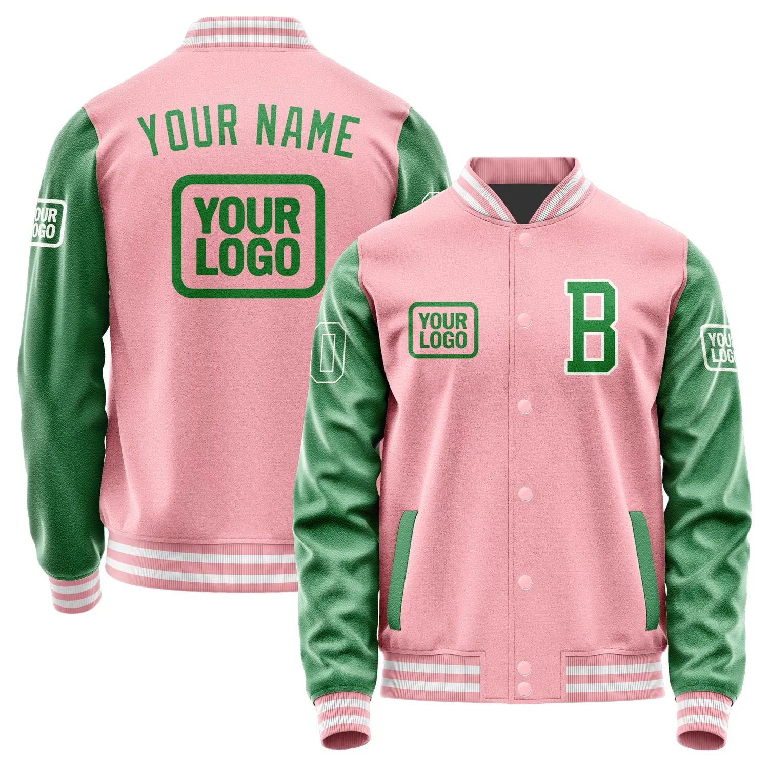 Custom Light Pink Emerald Green Jacket sold by Tailorly