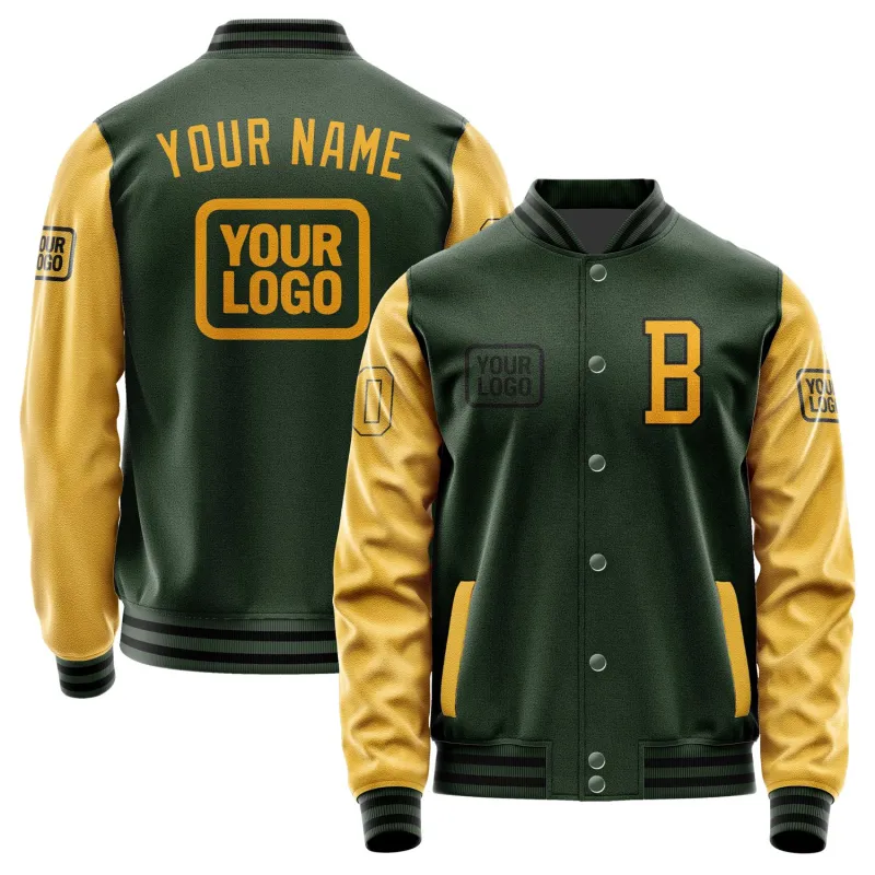 Custom Dark Green Yellow Jacket made by Tailorly