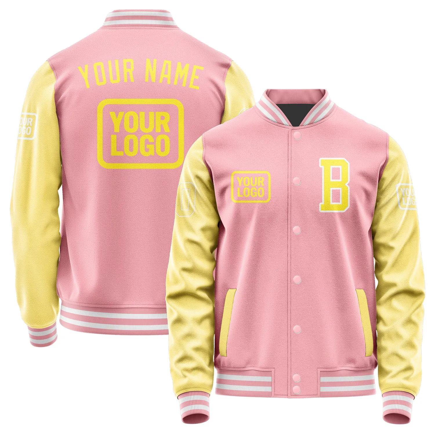 Custom Light Pink Light Yellow Jacket sold by Tailorly