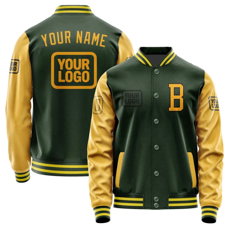 Custom Dark Green Yellow Jacket sold by Tailorly
