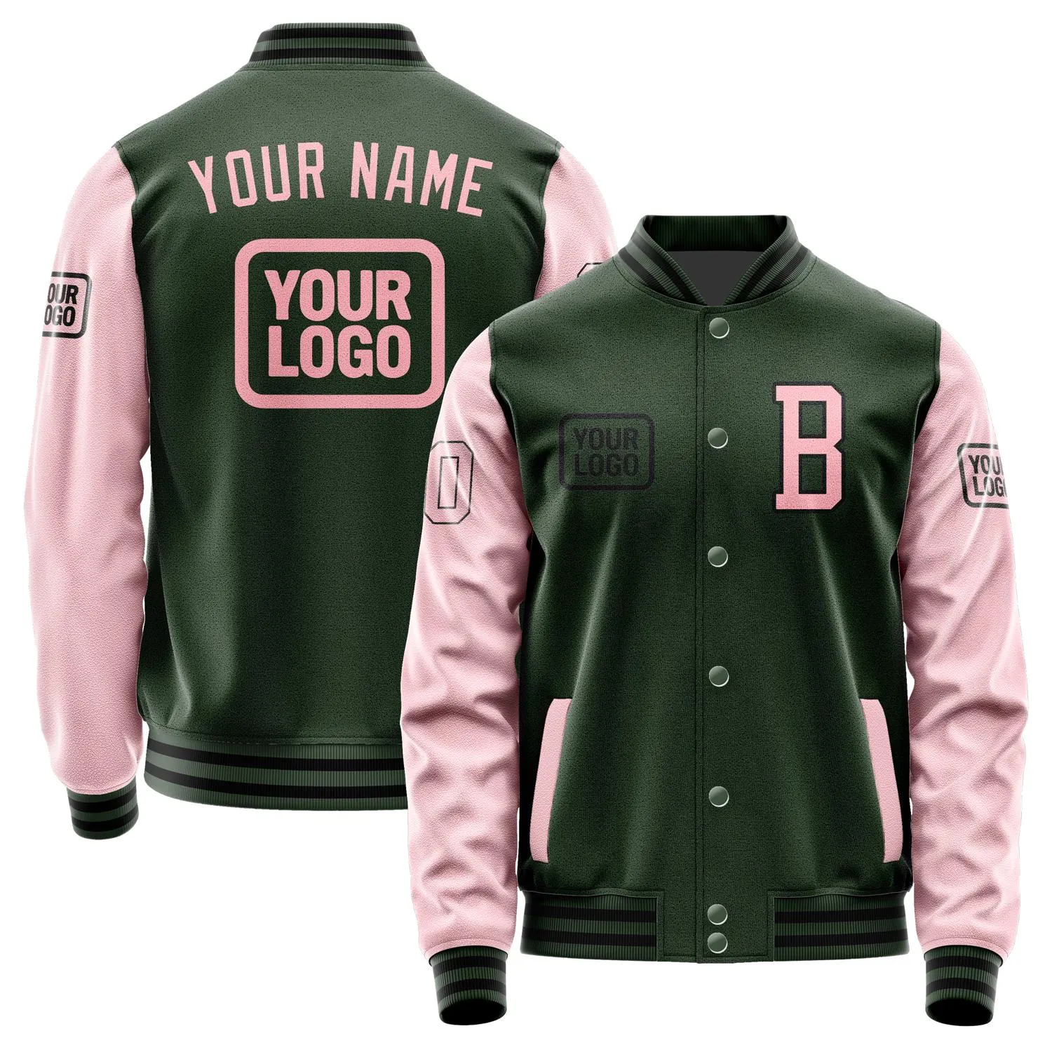 Custom Dark Green Light Pink Jacket sold by Tailorly