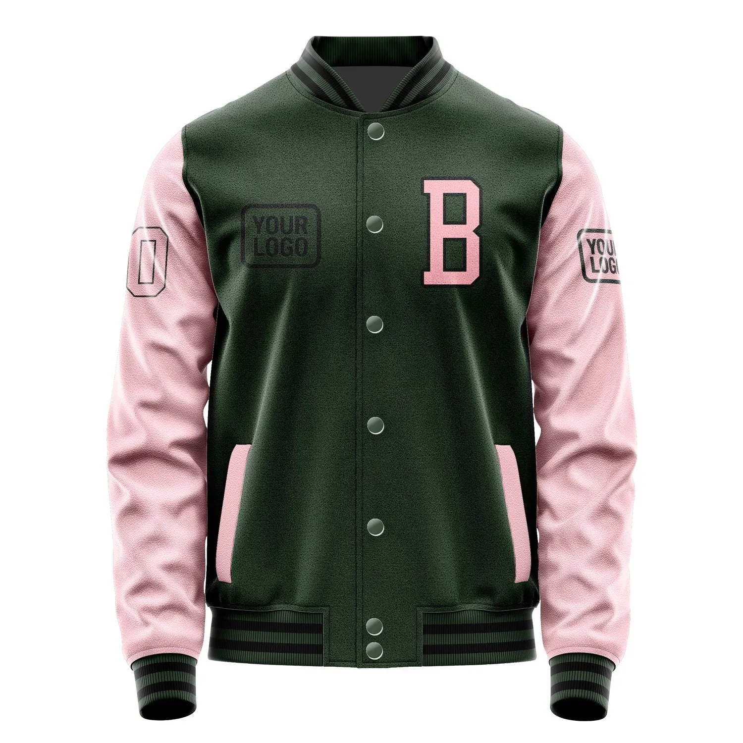 Custom Dark Green Light Pink Jacket sold by Tailorly product image thumbnail 2