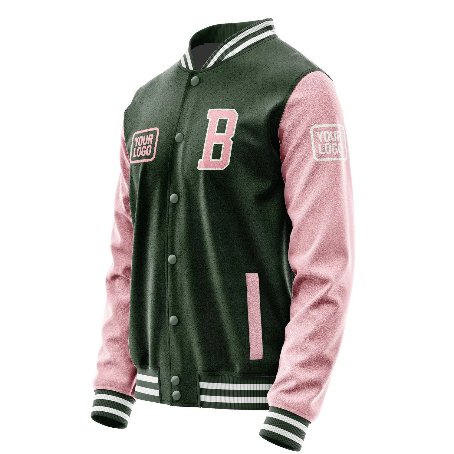 Custom Dark Green Light Pink Jacket sold by Tailorly product image thumbnail 3