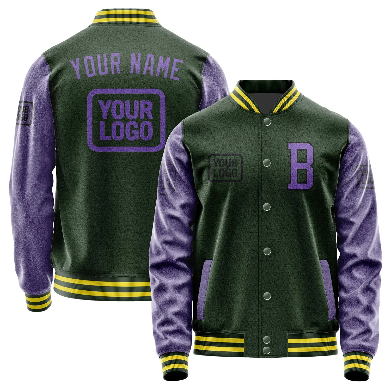 Custom Dark Green Light Purple Jacket sold by Tailorly