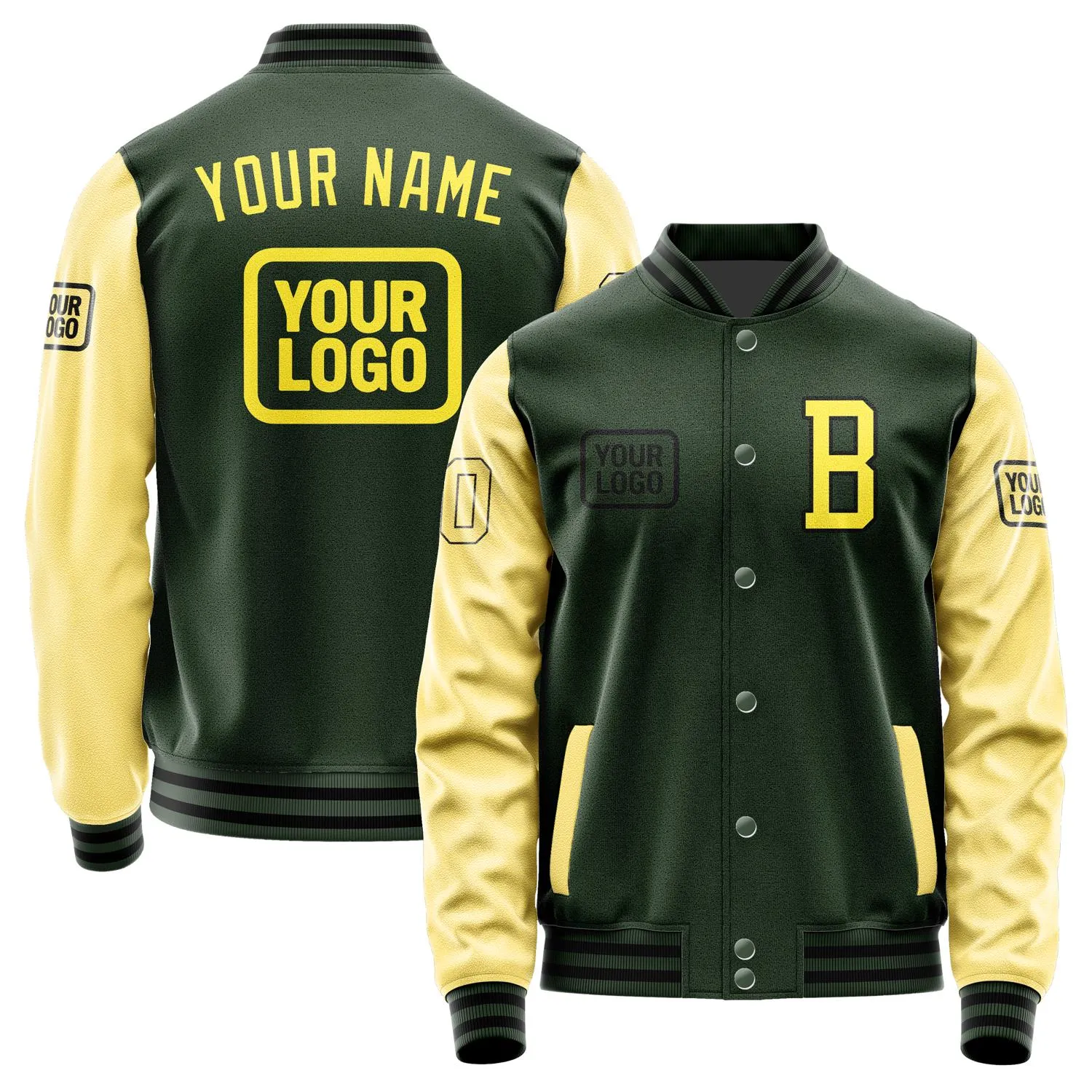 Custom Dark Green Light Yellow Jacket sold by Tailorly