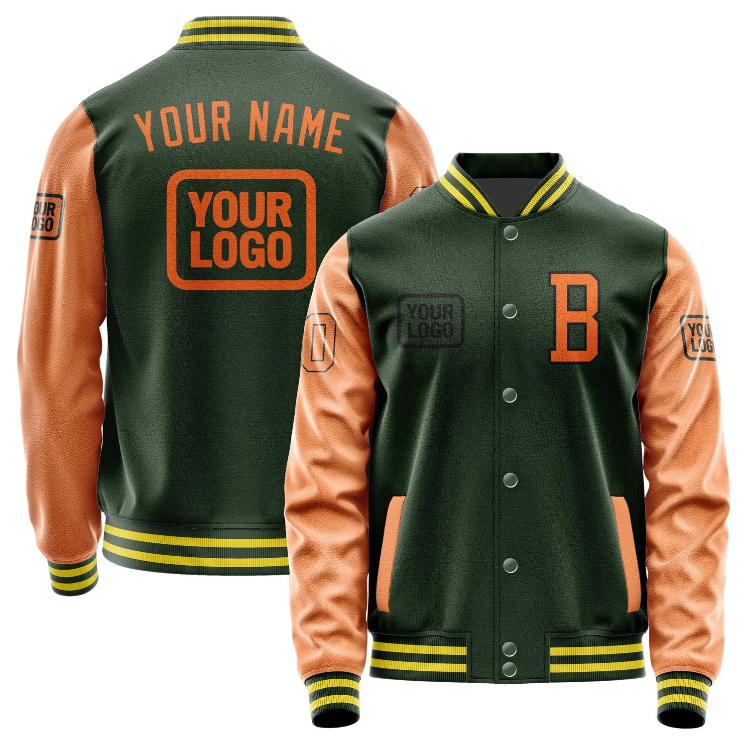 Custom Dark Green Orange Jacket sold by Tailorly