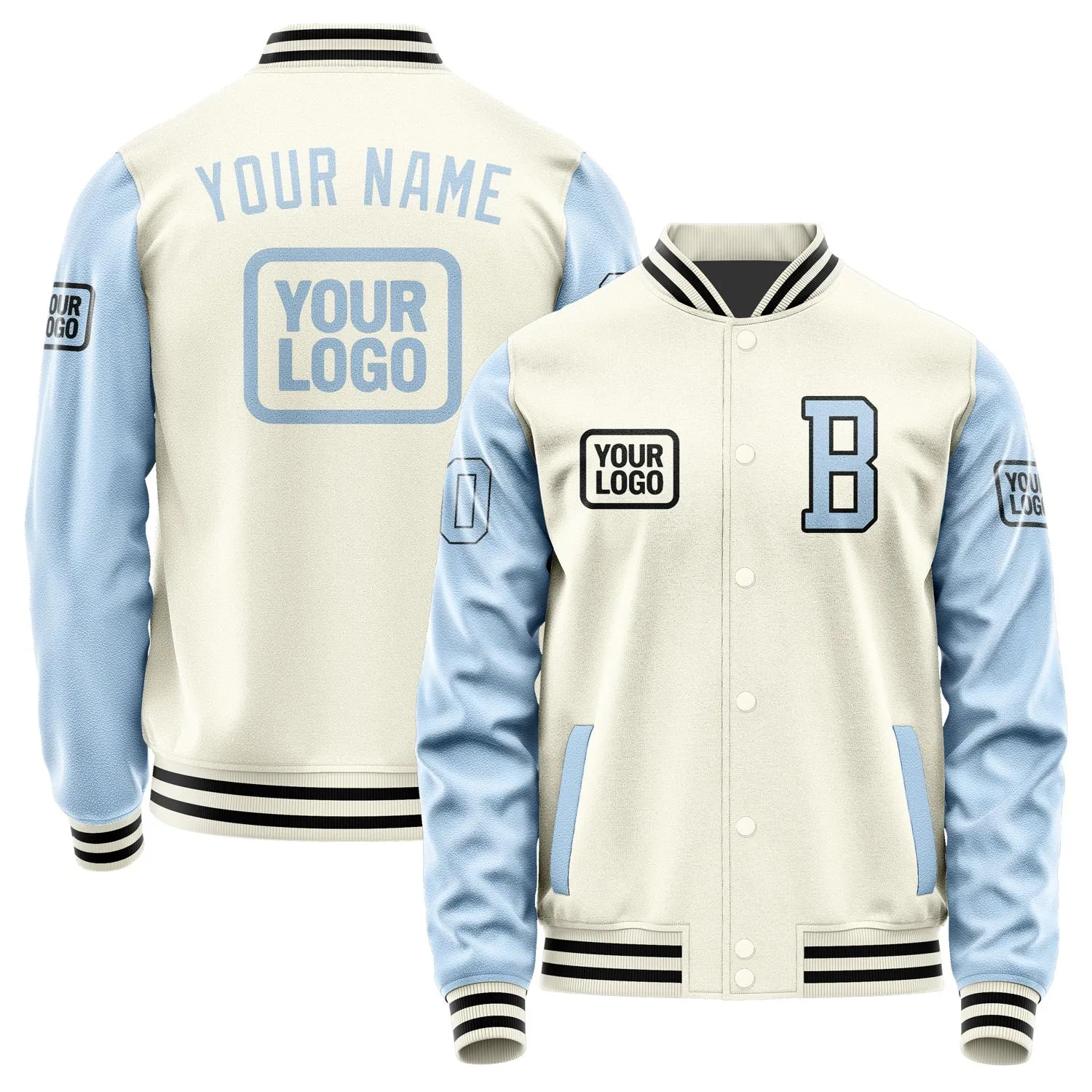 Custom Cream Light Blue Jacket sold by Tailorly