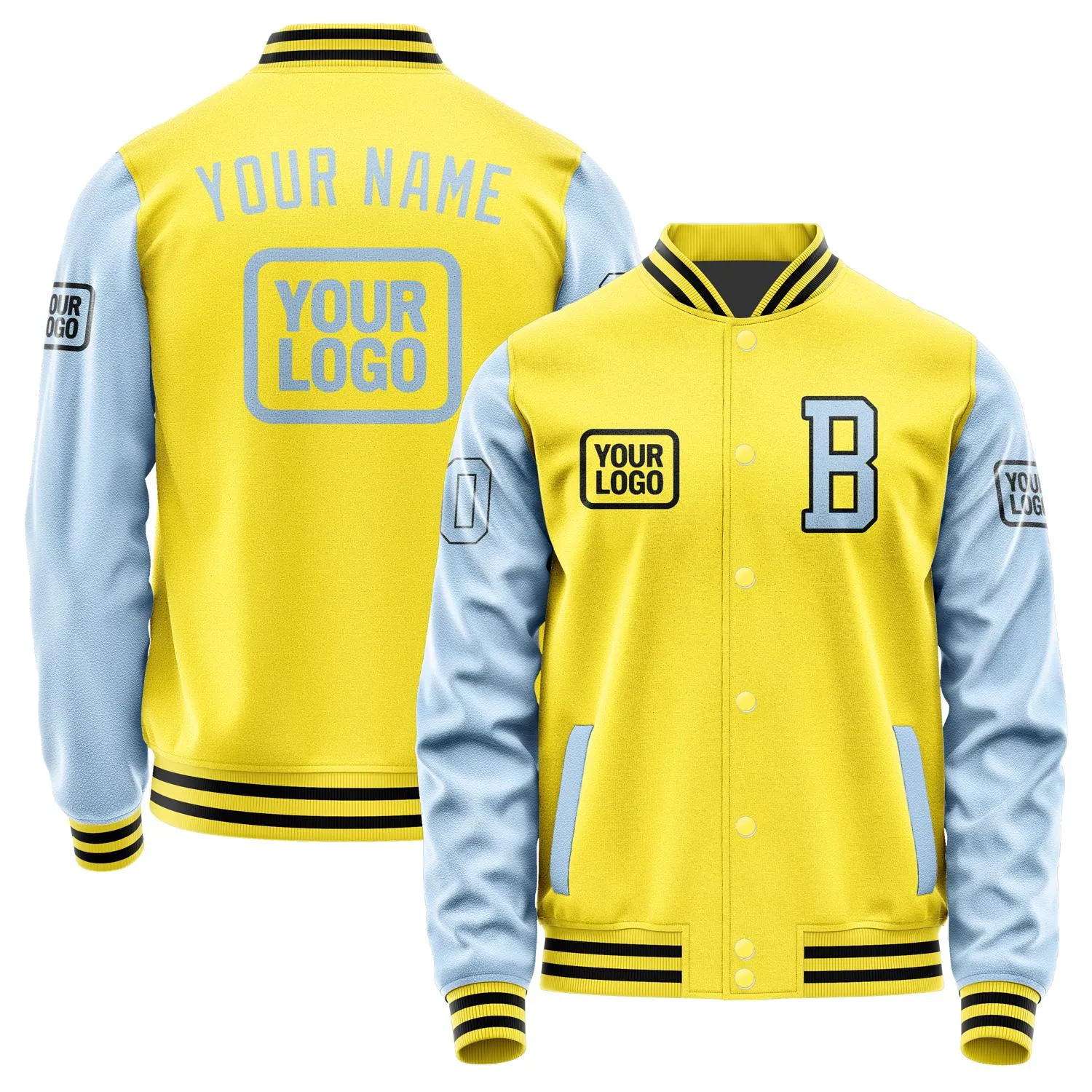 Custom Light Yellow Light Blue Jacket sold by Tailorly