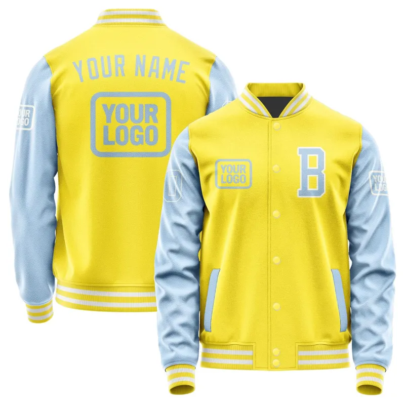 Custom Light Yellow Light Blue Jacket sold by Tailorly