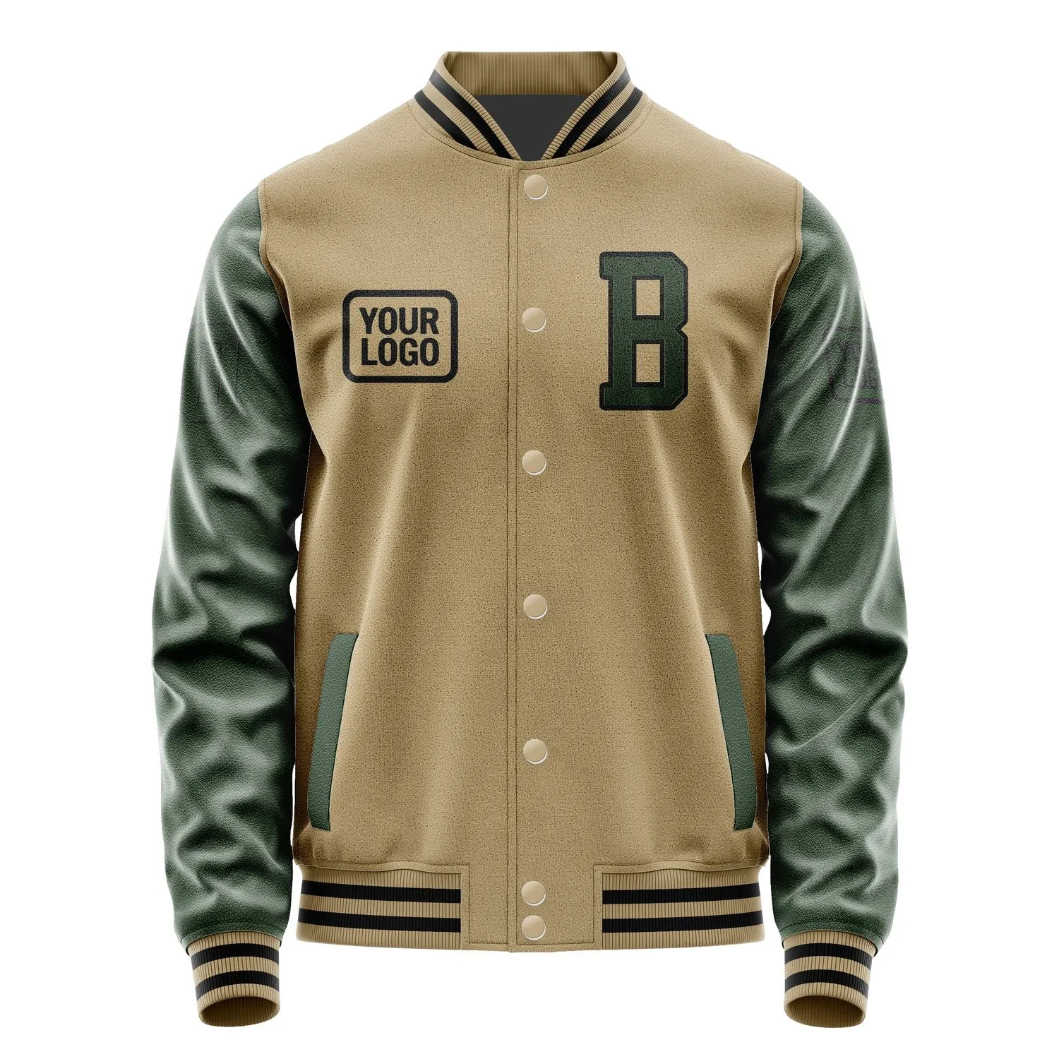 Custom Light Khaki Dark Green Jacket sold by Tailorly product image thumbnail 2