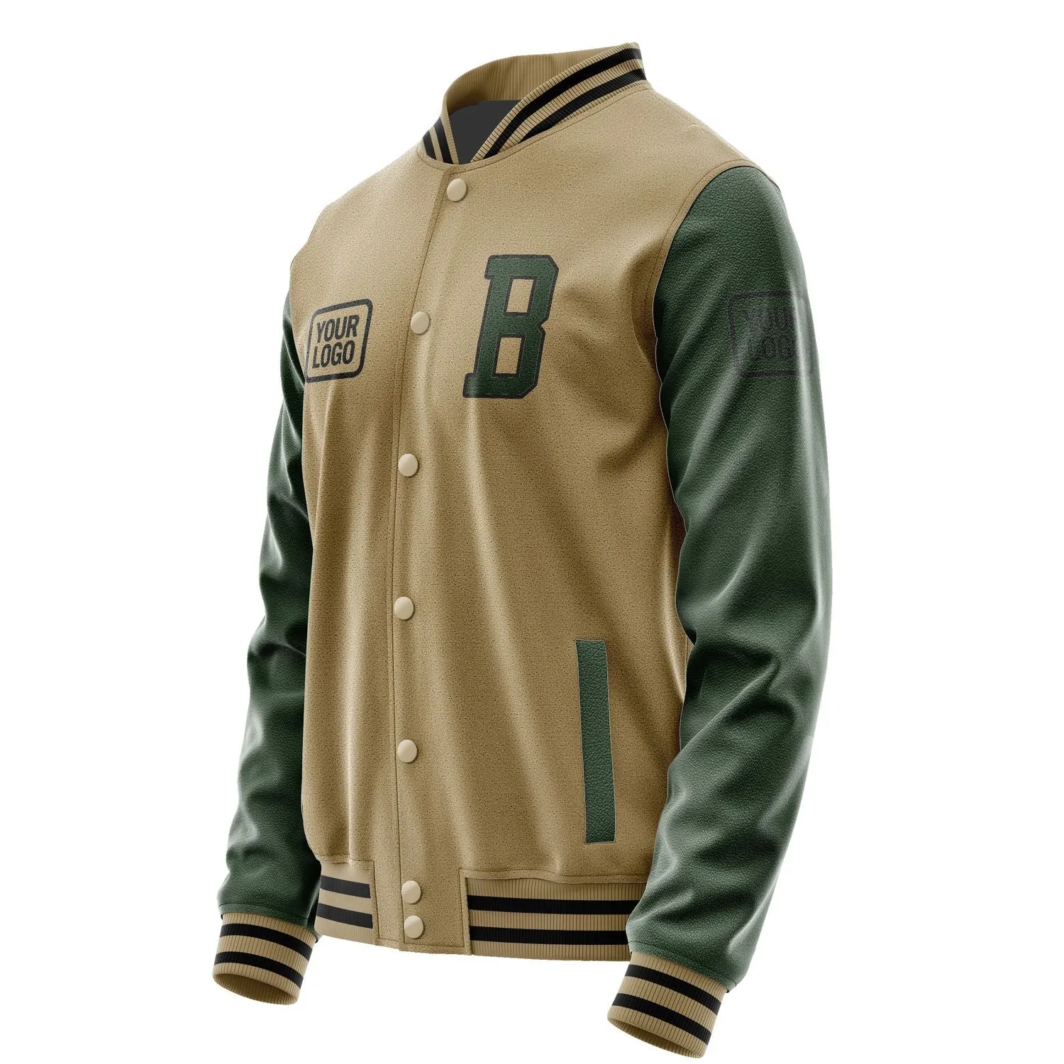 Custom Light Khaki Dark Green Jacket sold by Tailorly product image thumbnail 3