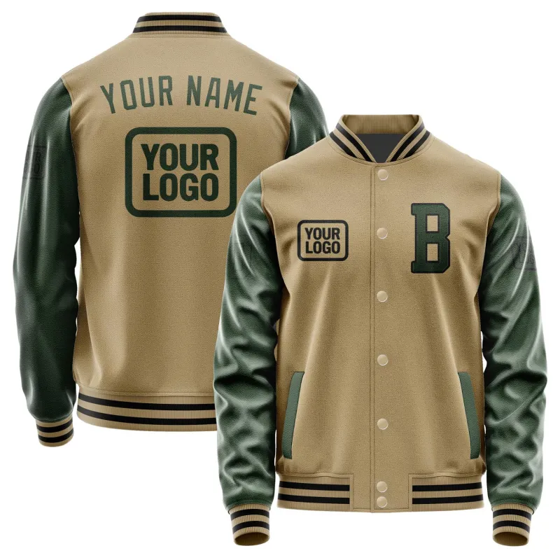 Custom Light Khaki Dark Green Jacket sold by Tailorly