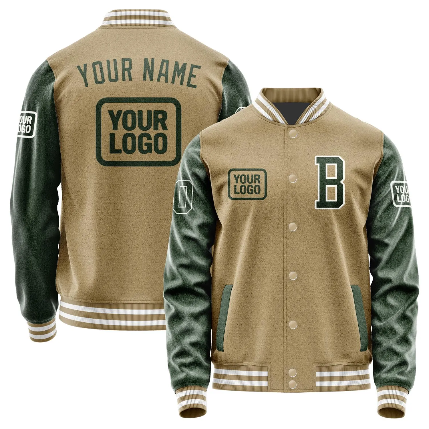 Custom Light Khaki Dark Green Jacket sold by Tailorly