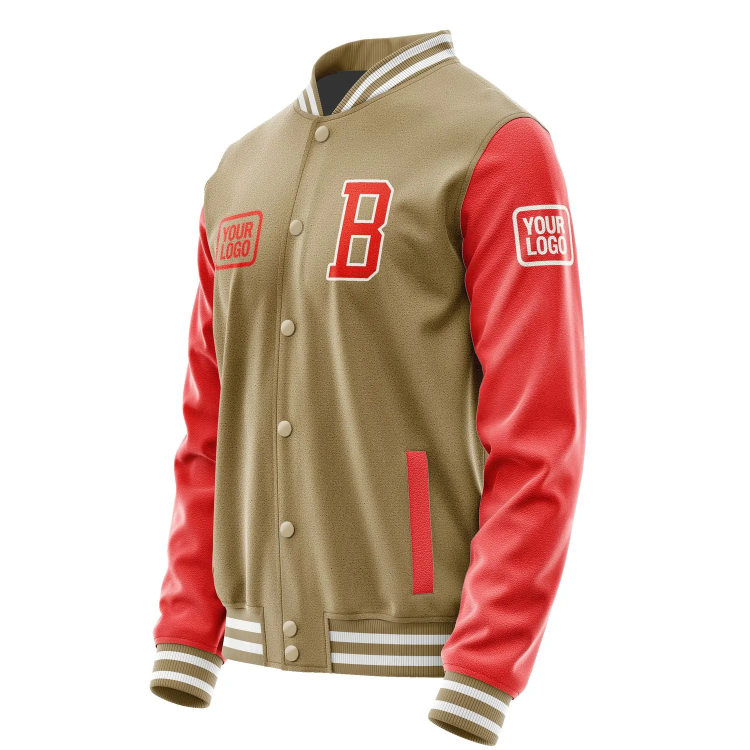 Custom Light Khaki Orange Red Jacket sold by Tailorly product image thumbnail 3
