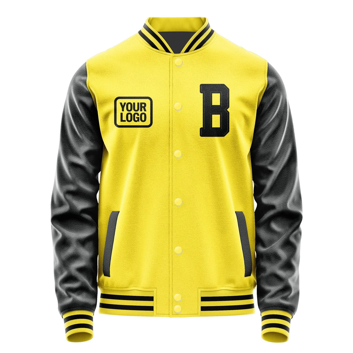 Custom Light Yellow Black Jacket sold by Tailorly product image thumbnail 2