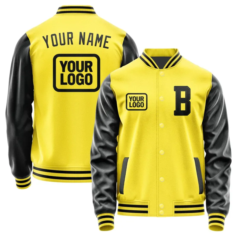 Custom Light Yellow Black Jacket sold by Tailorly