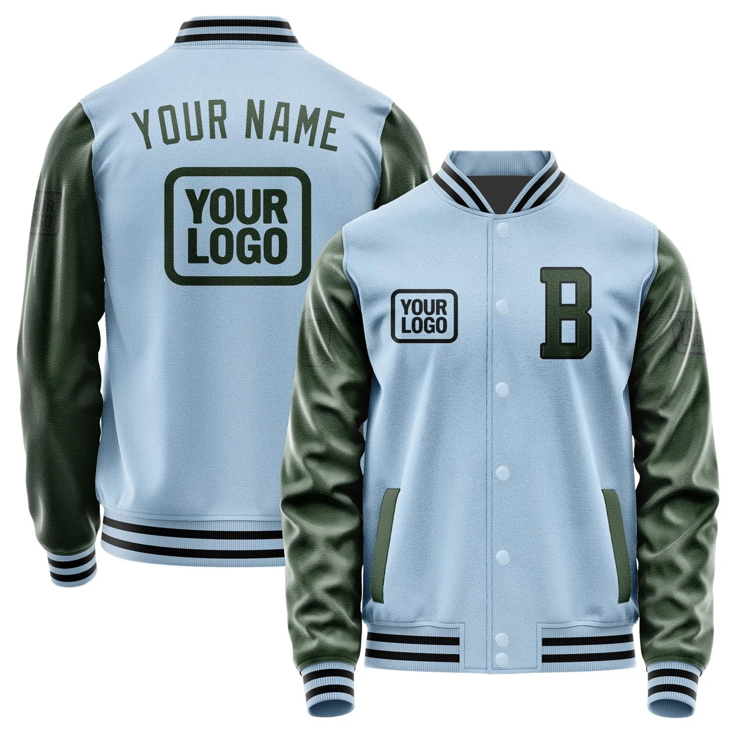 Custom Light Blue Dark Green Jacket sold by Tailorly