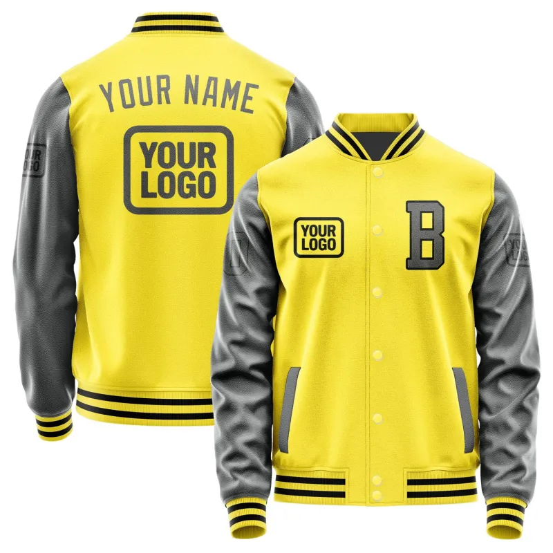 Custom Light Yellow Dark Grey Jacket sold by Tailorly