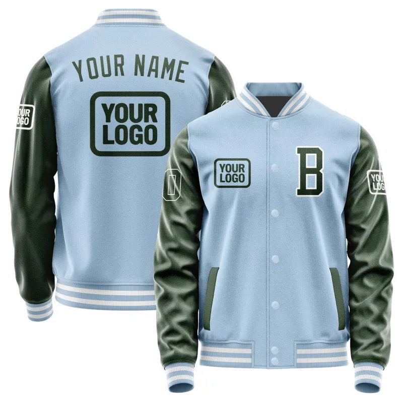 Custom Light Blue Dark Green Jacket sold by Tailorly