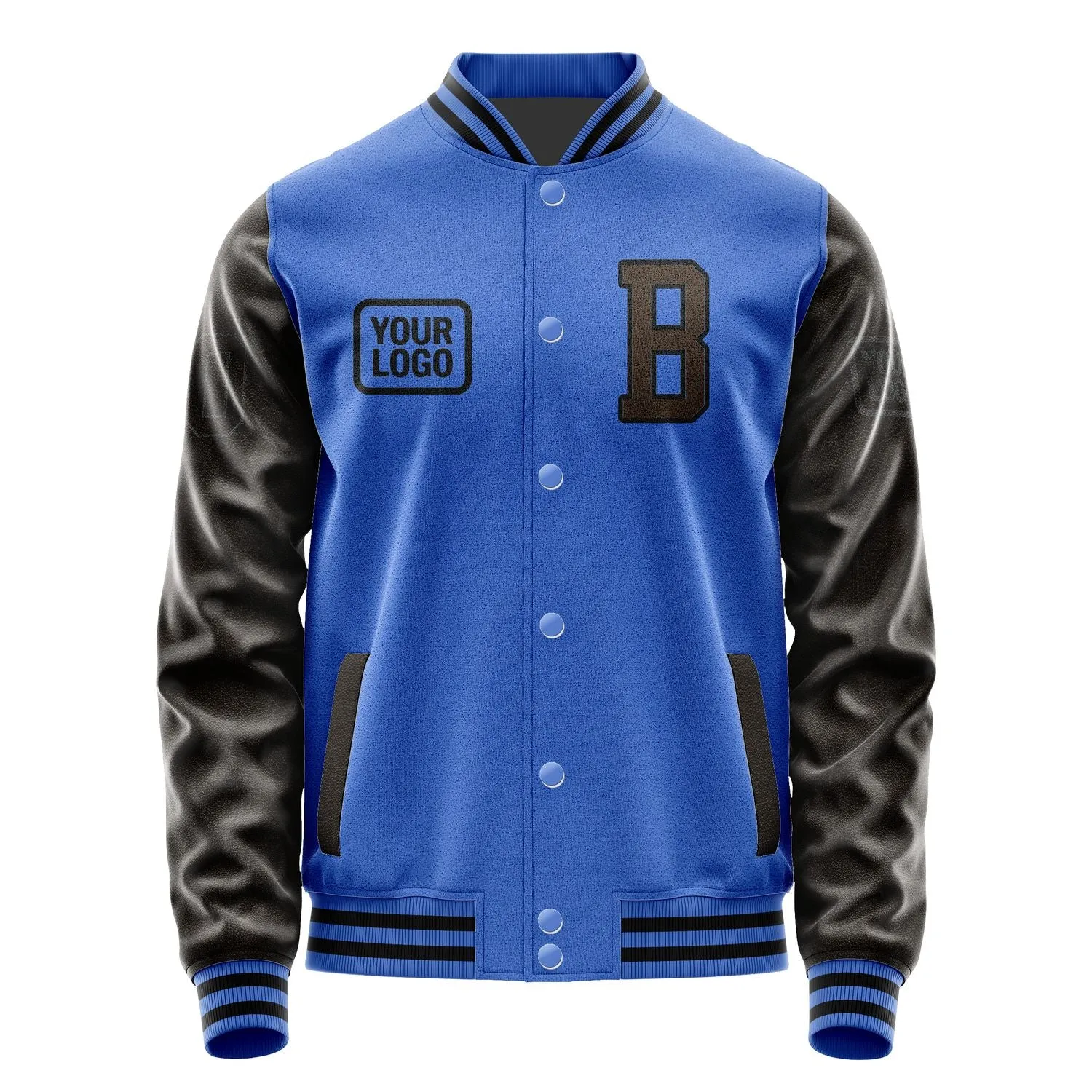 Custom Sky Blue Brown Jacket sold by Tailorly product image thumbnail 2