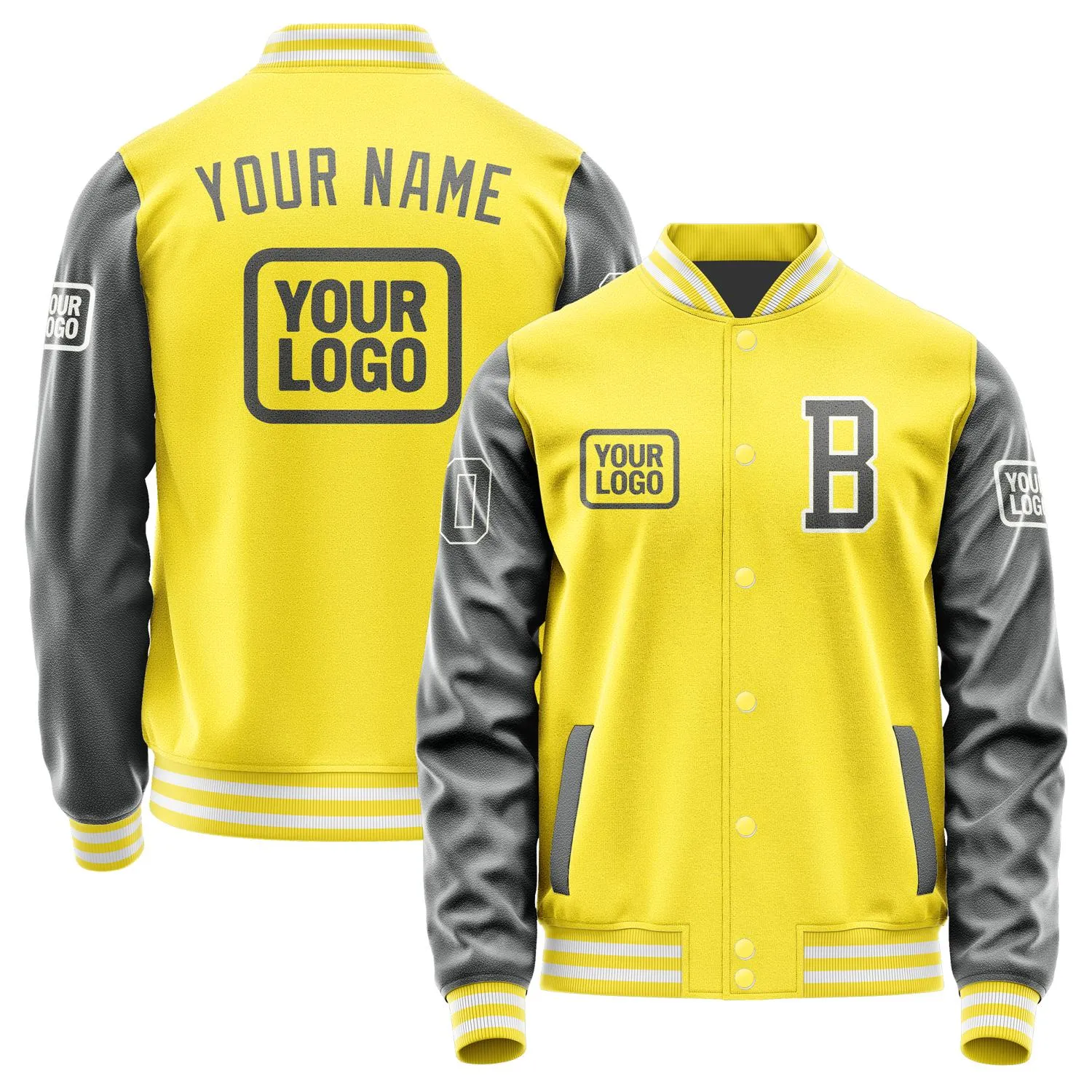 Custom Light Yellow Dark Grey Jacket sold by Tailorly