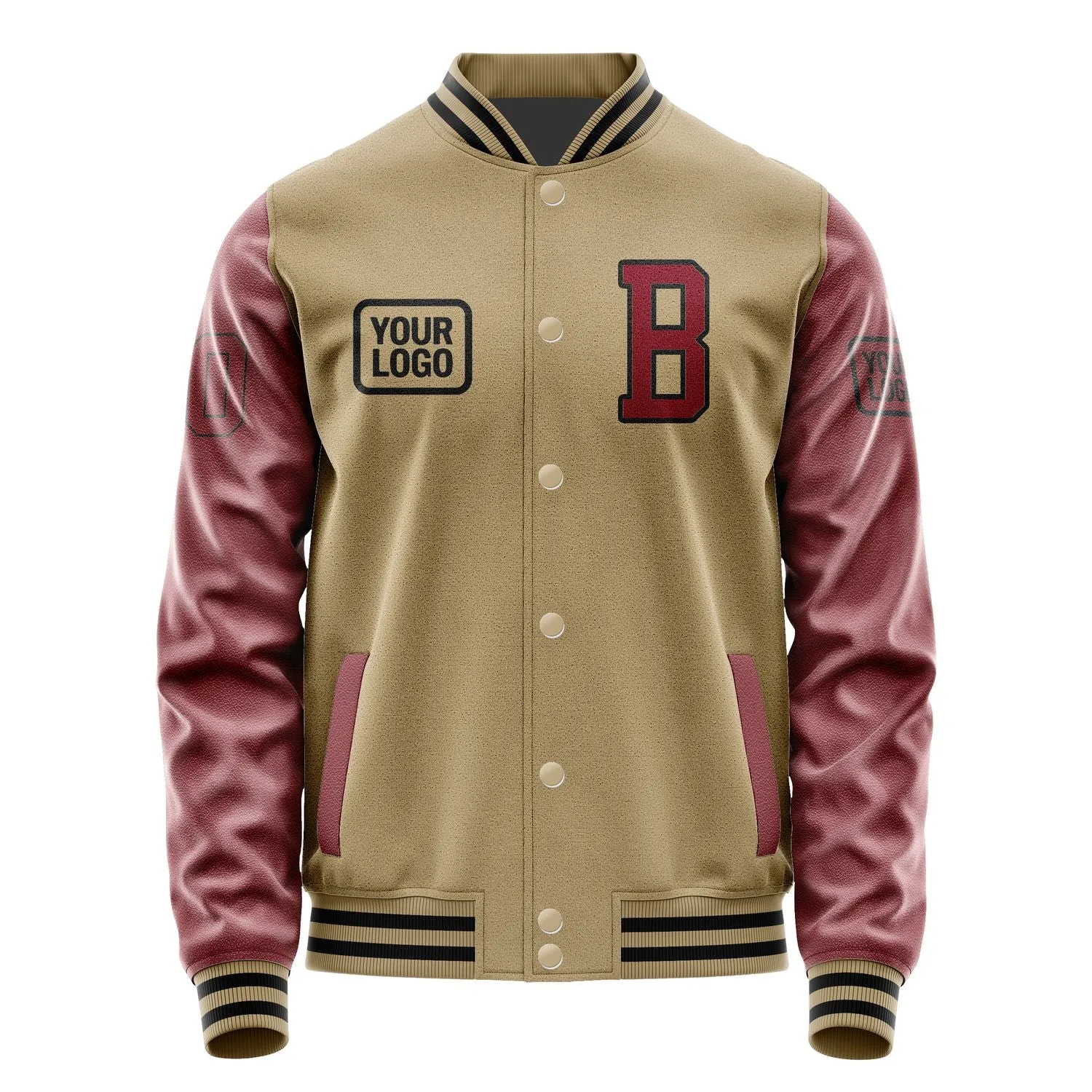 Custom Light Khaki Crimson Red Jacket sold by Tailorly product image thumbnail 2