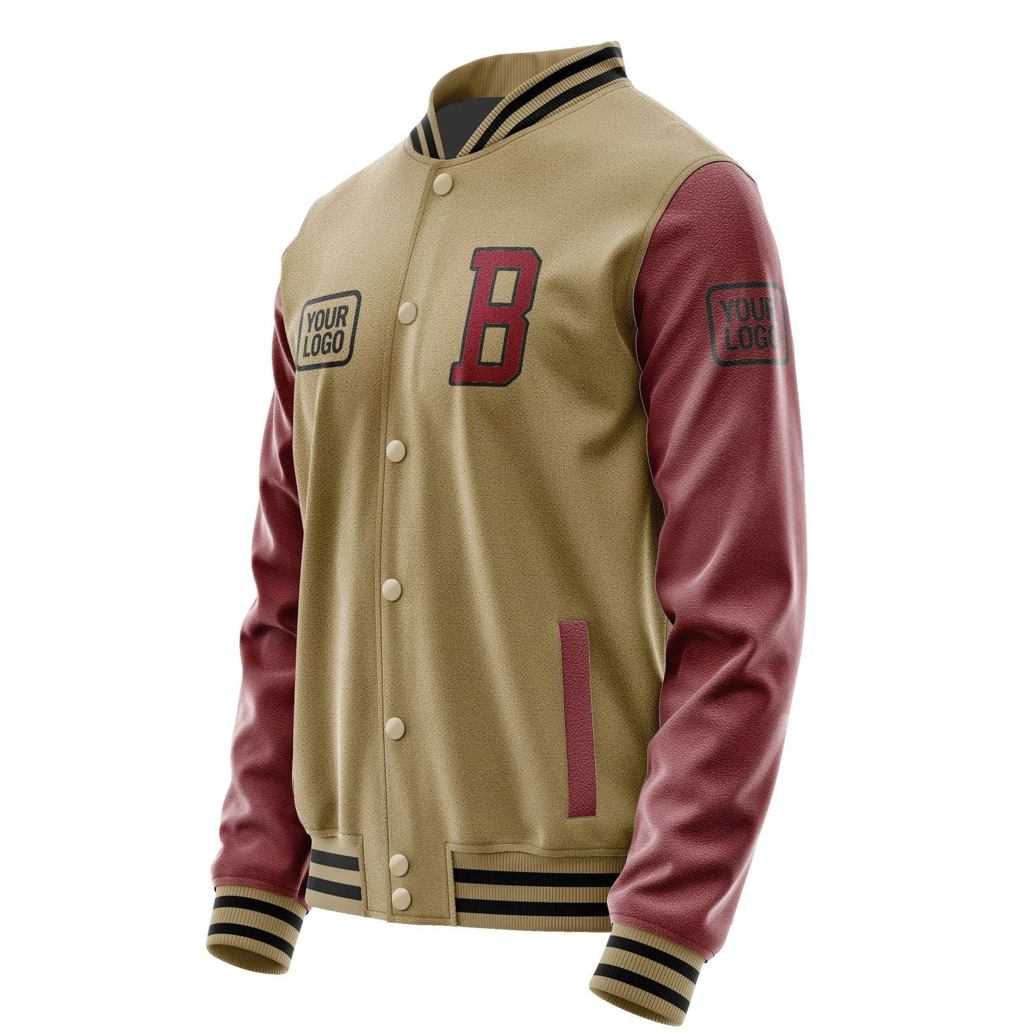Custom Light Khaki Crimson Red Jacket sold by Tailorly product image thumbnail 3