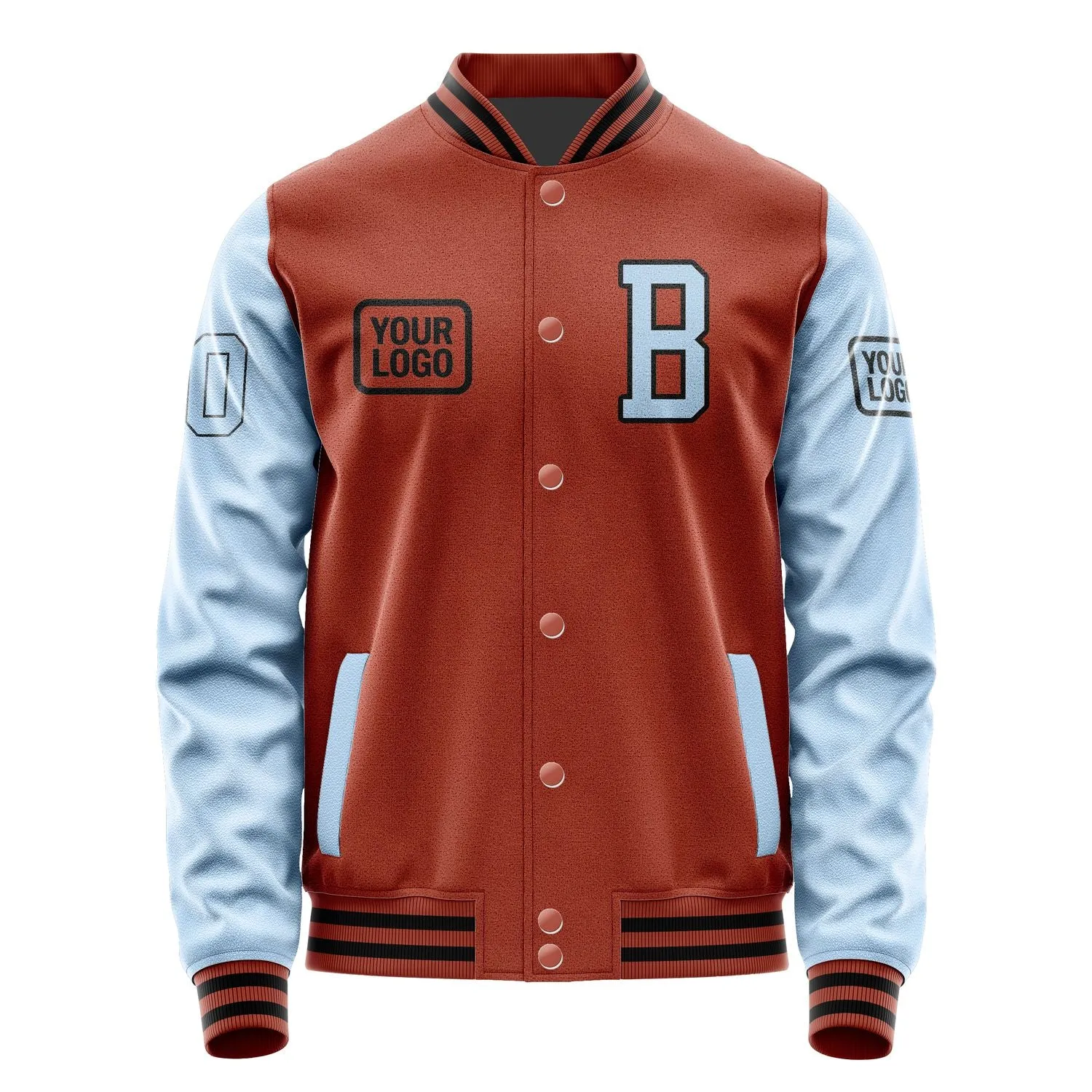 Custom Coral Red Light Blue Jacket sold by Tailorly product image thumbnail 2