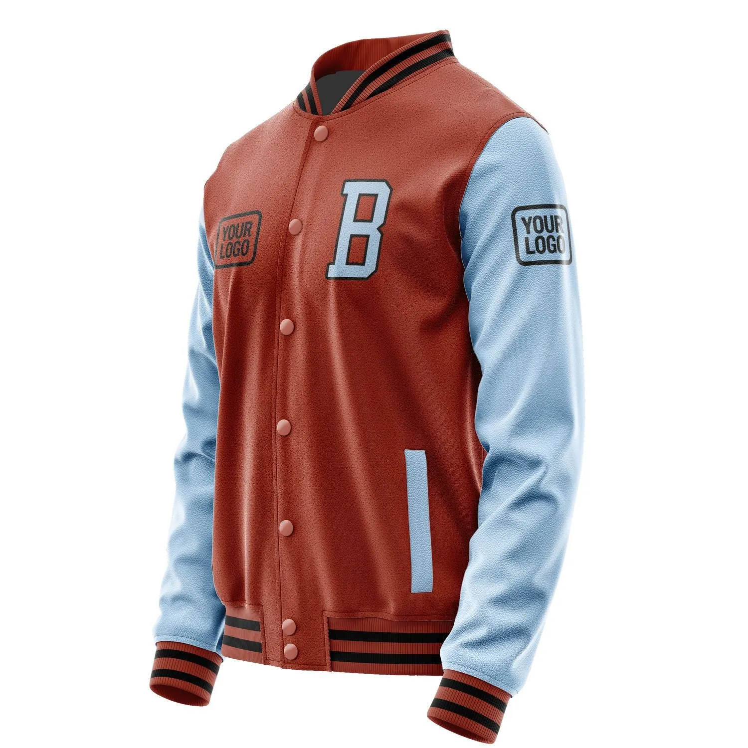 Custom Coral Red Light Blue Jacket sold by Tailorly product image thumbnail 3