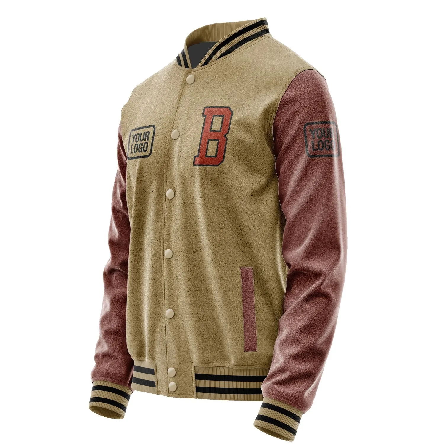 Custom Light Khaki Coral Red Jacket sold by Tailorly product image thumbnail 3