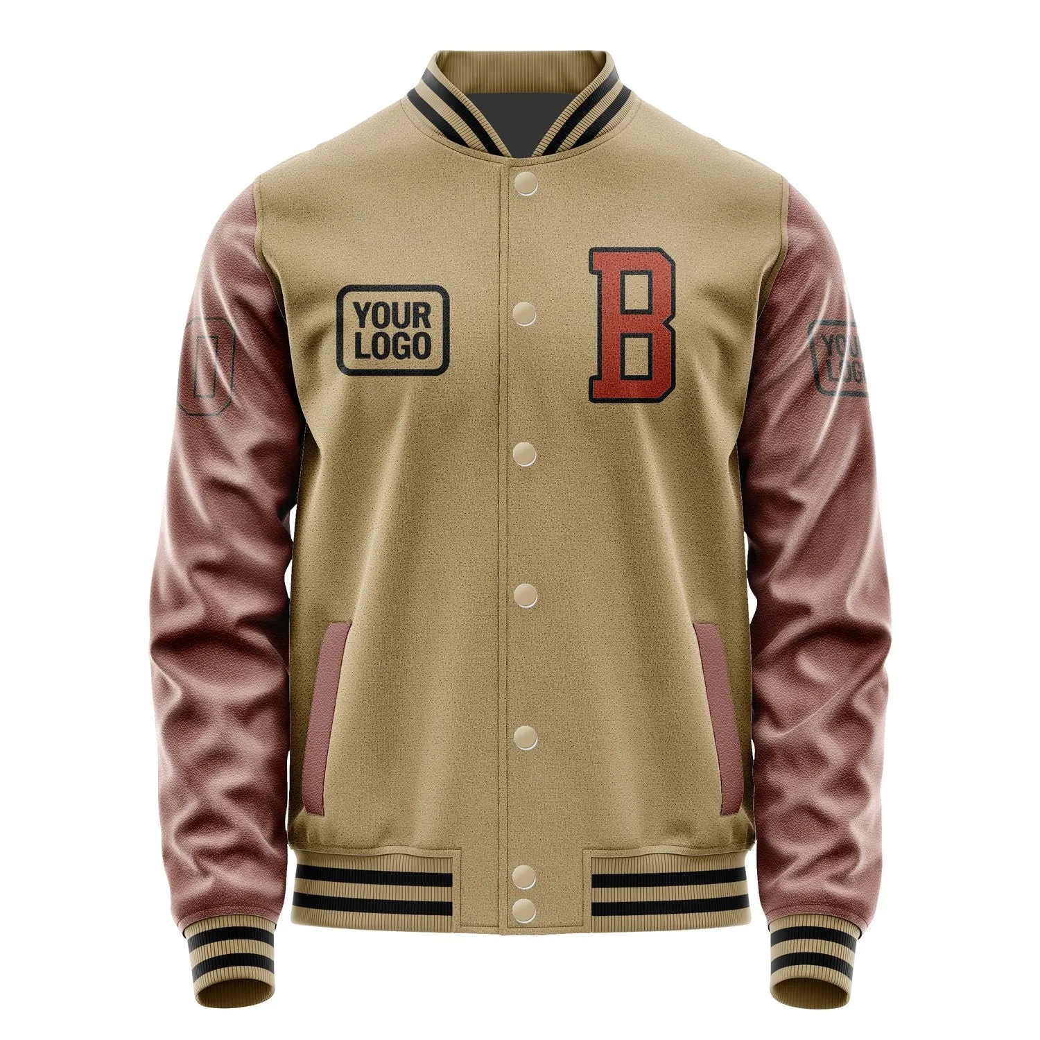 Custom Light Khaki Coral Red Jacket sold by Tailorly product image thumbnail 2