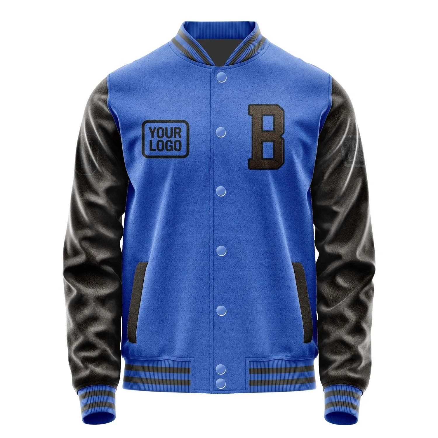 Custom Sky Blue Brown Jacket sold by Tailorly product image thumbnail 2