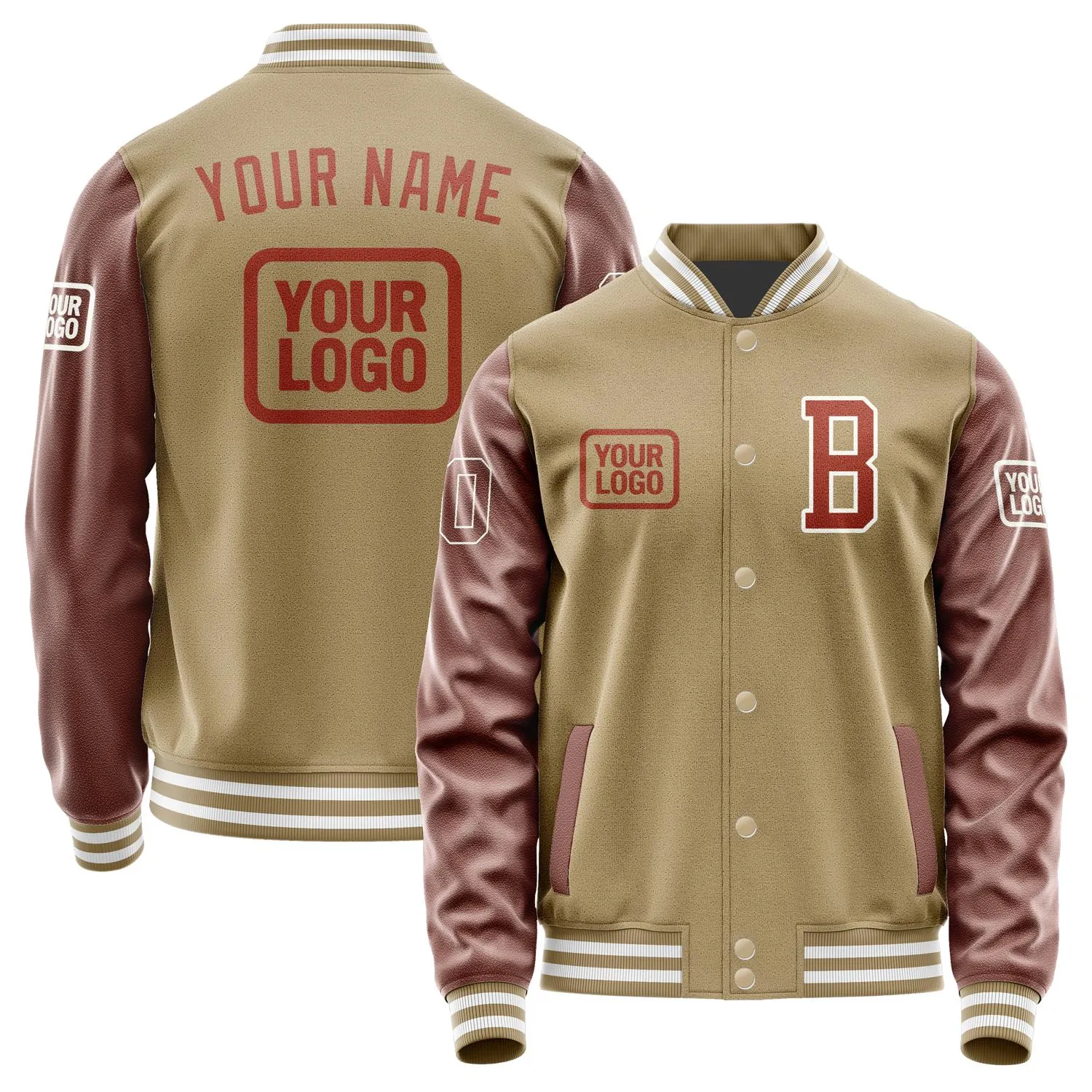 Custom Light Khaki Coral Red Jacket sold by Tailorly