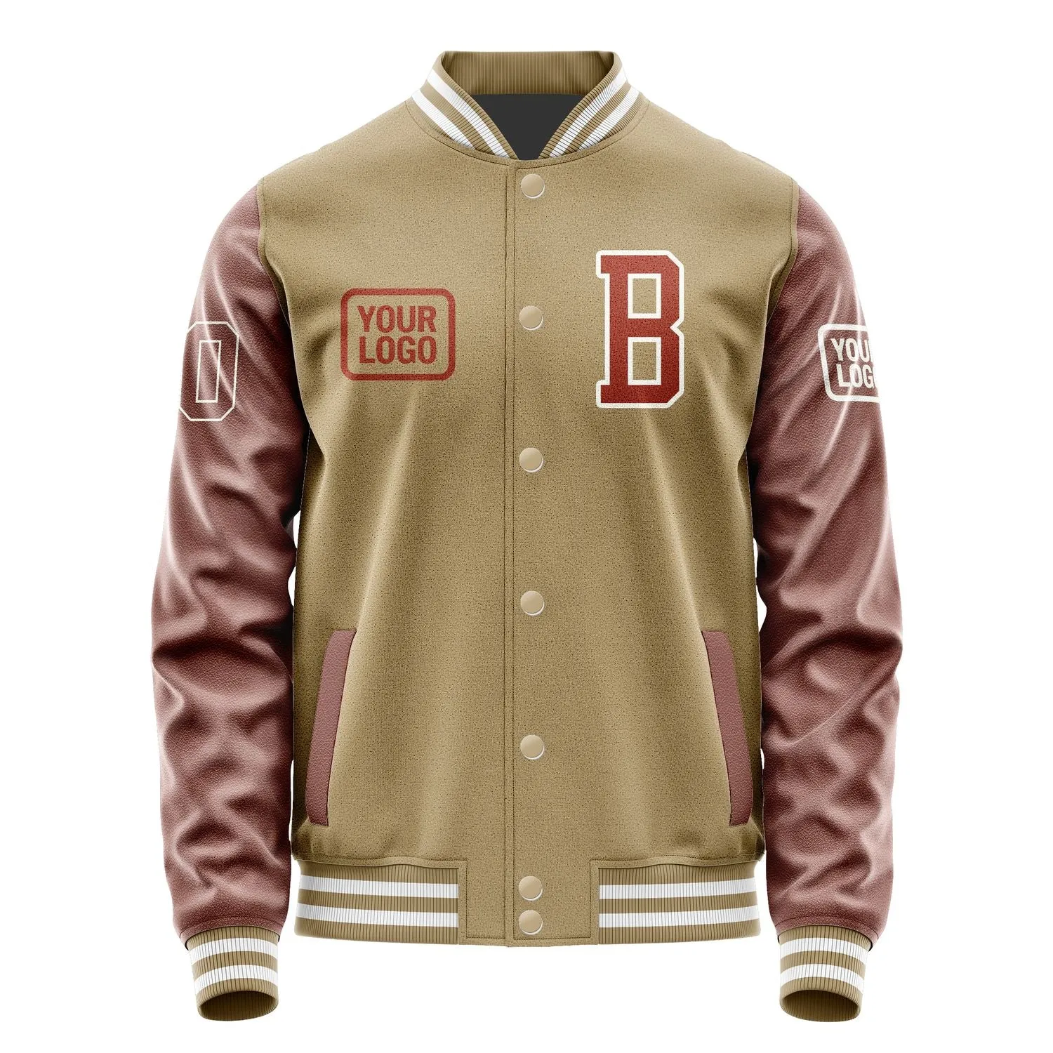 Custom Light Khaki Coral Red Jacket sold by Tailorly product image thumbnail 2