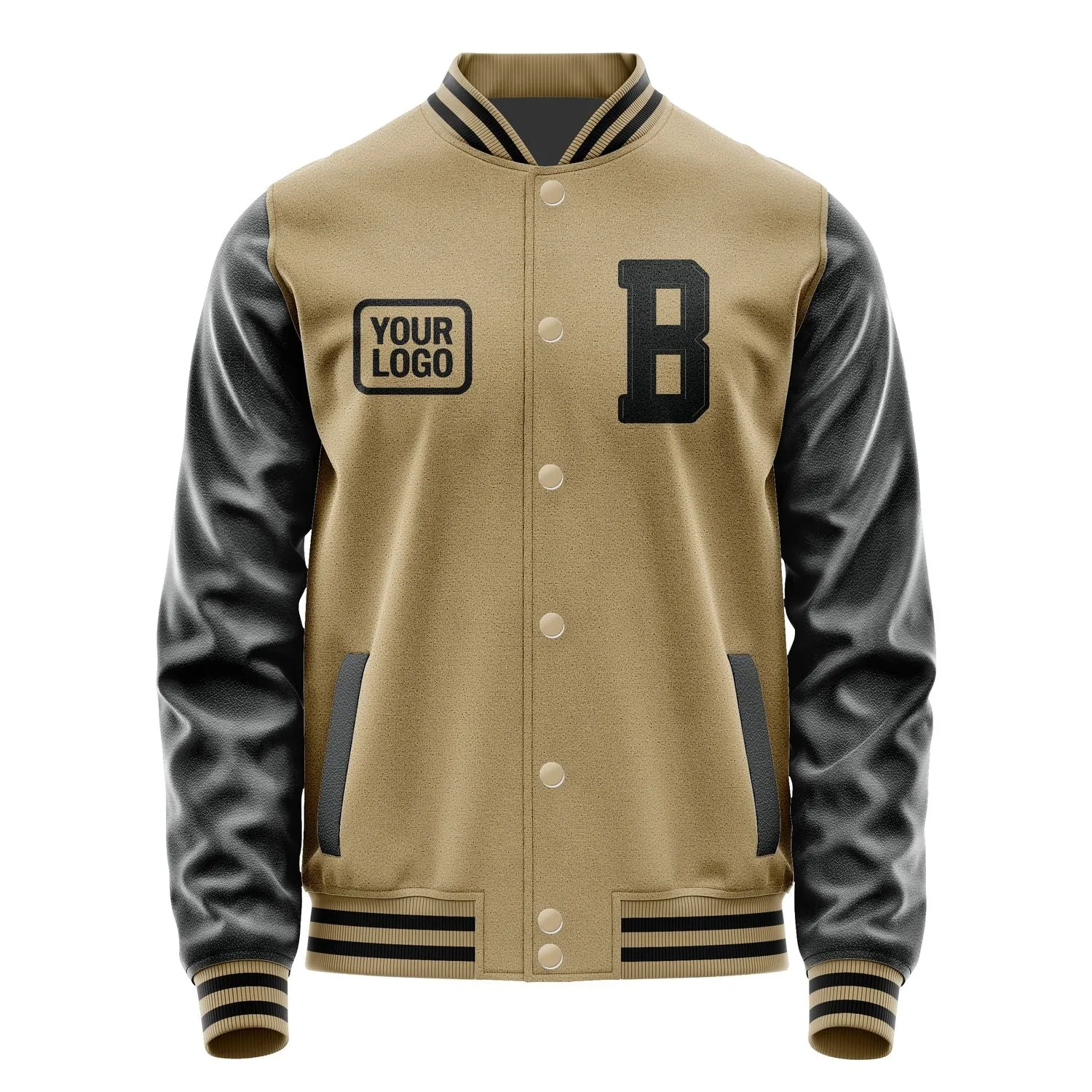 Custom Light Khaki Black Jacket sold by Tailorly product image thumbnail 2