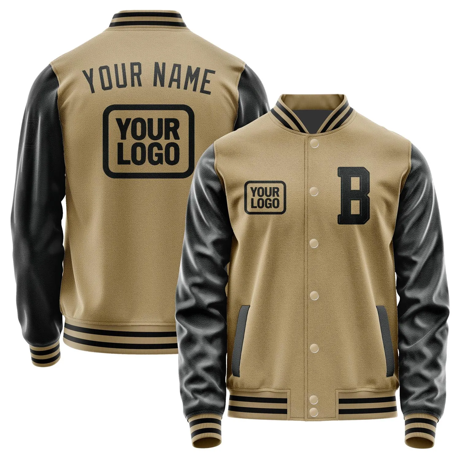 Custom Light Khaki Black Jacket sold by Tailorly