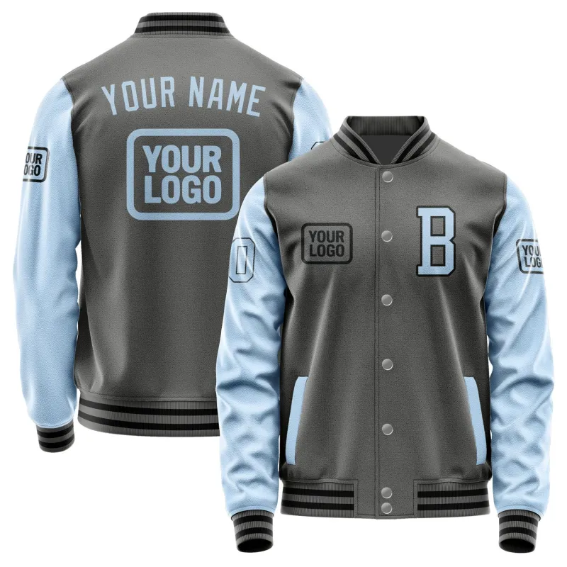 Custom Dark Grey Light Blue Jacket made by Tailorly