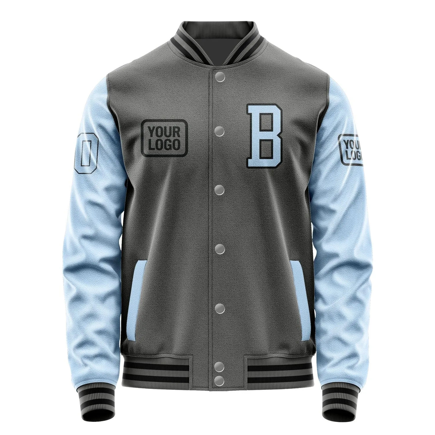 Custom Dark Grey Light Blue Jacket sold by Tailorly product image thumbnail 2