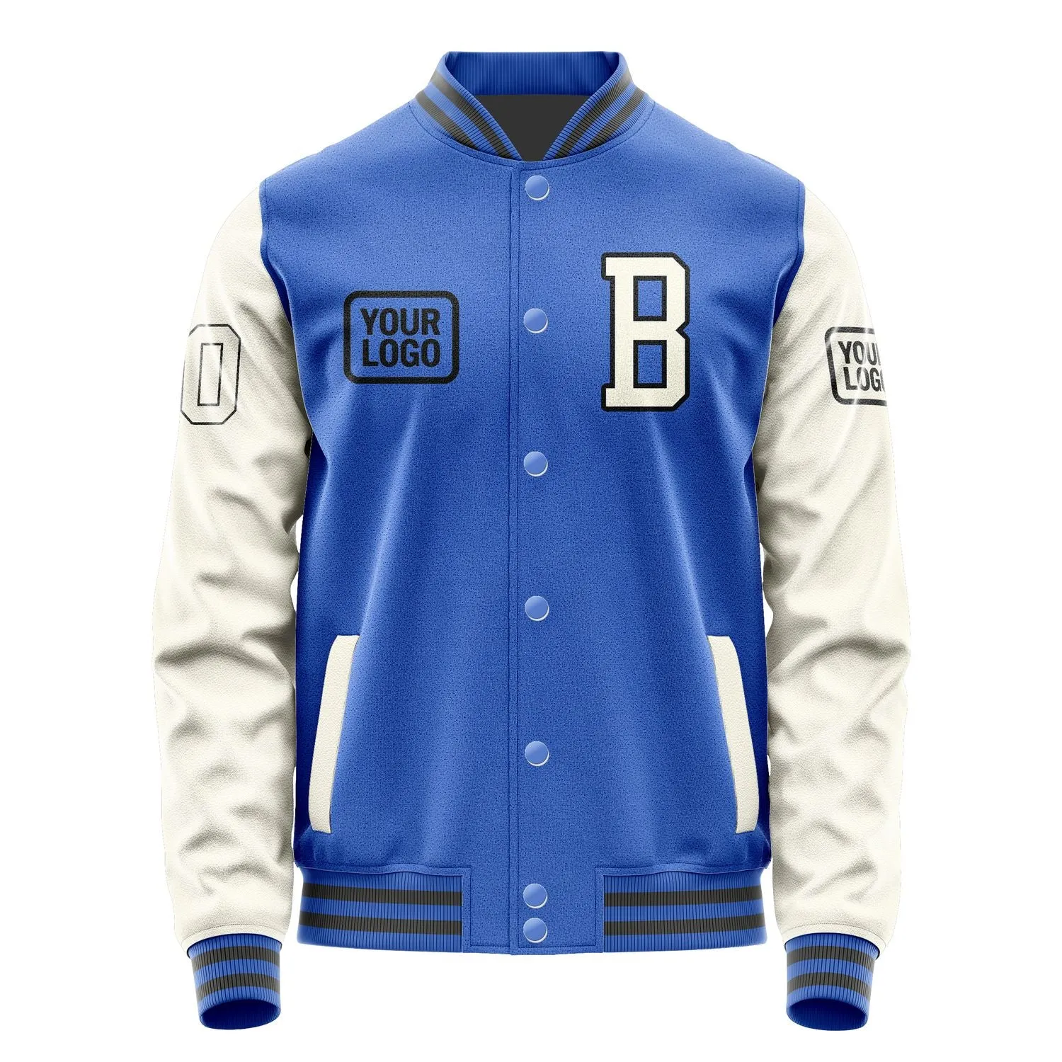 Custom Sky Blue Cream Jacket sold by Tailorly product image thumbnail 2