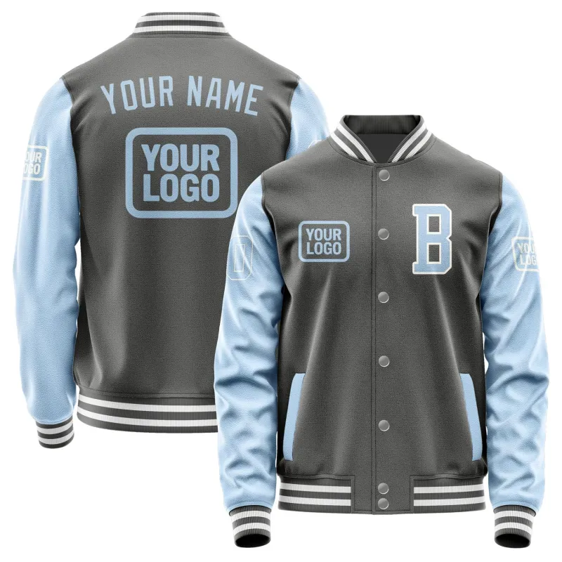 Custom Dark Grey Light Blue Jacket sold by Tailorly