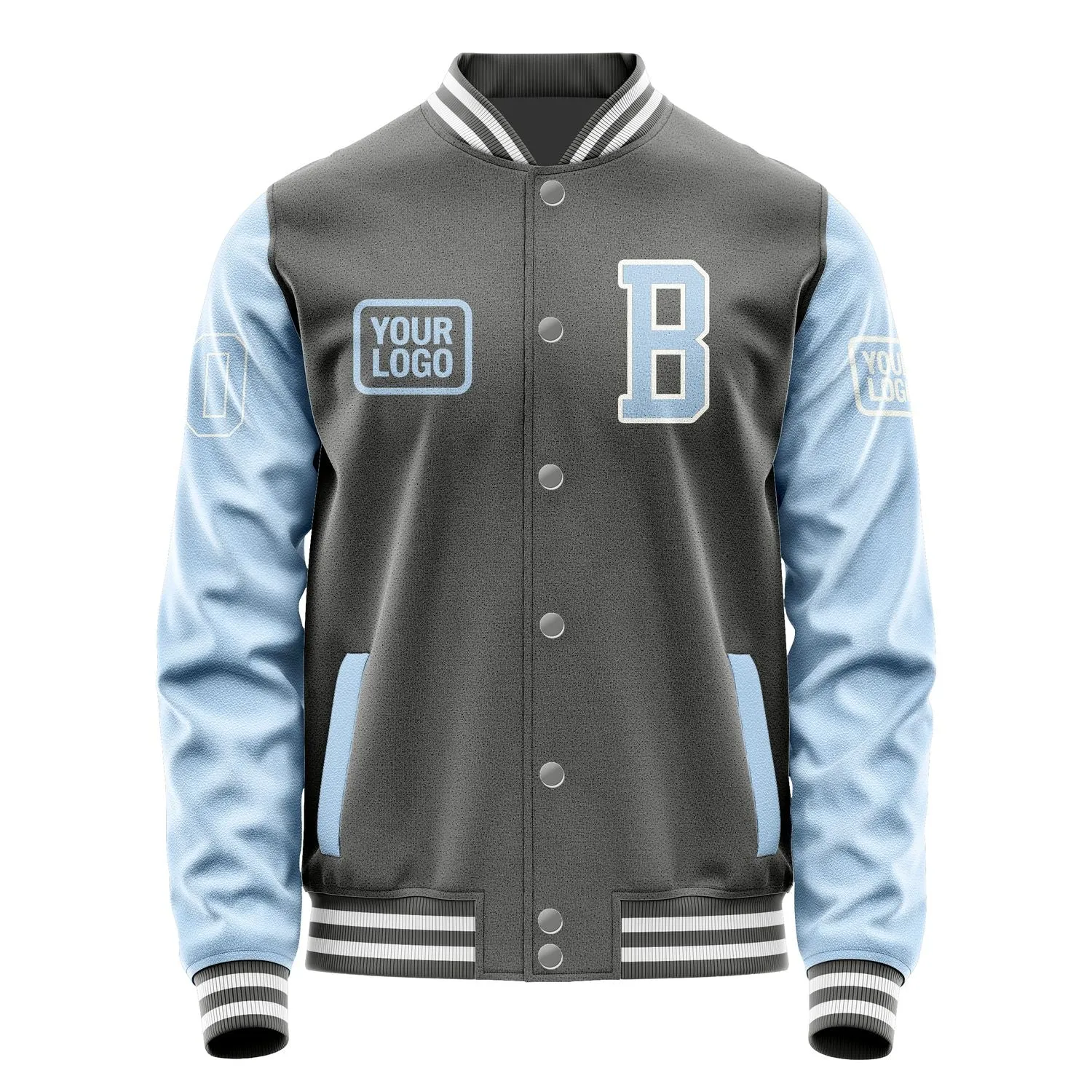 Custom Dark Grey Light Blue Jacket sold by Tailorly product image thumbnail 2