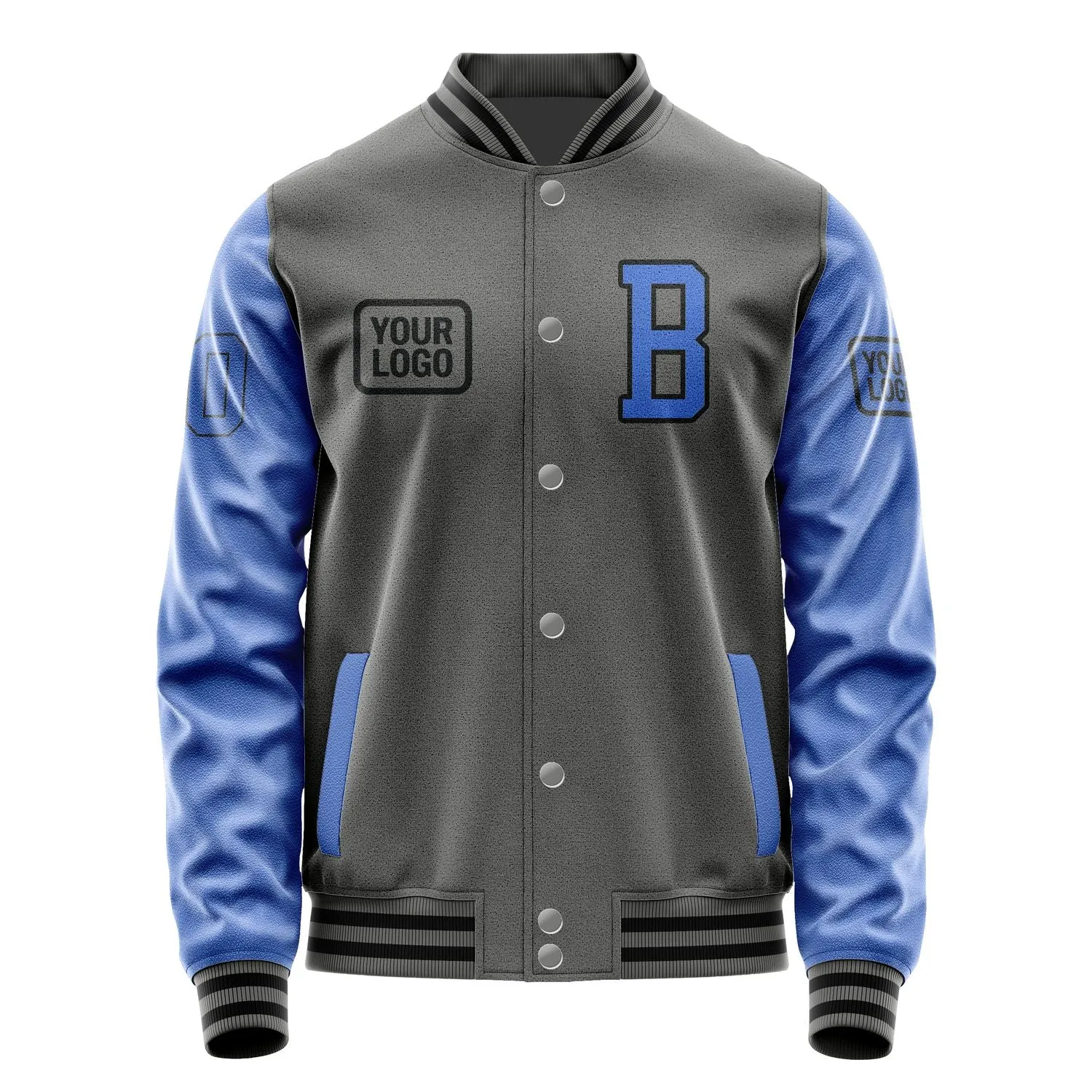 Custom Dark Grey Sky Blue Jacket sold by Tailorly product image thumbnail 2