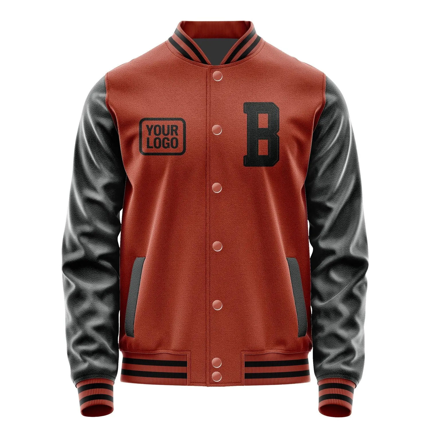 Custom Coral Red Black Jacket sold by Tailorly product image thumbnail 2