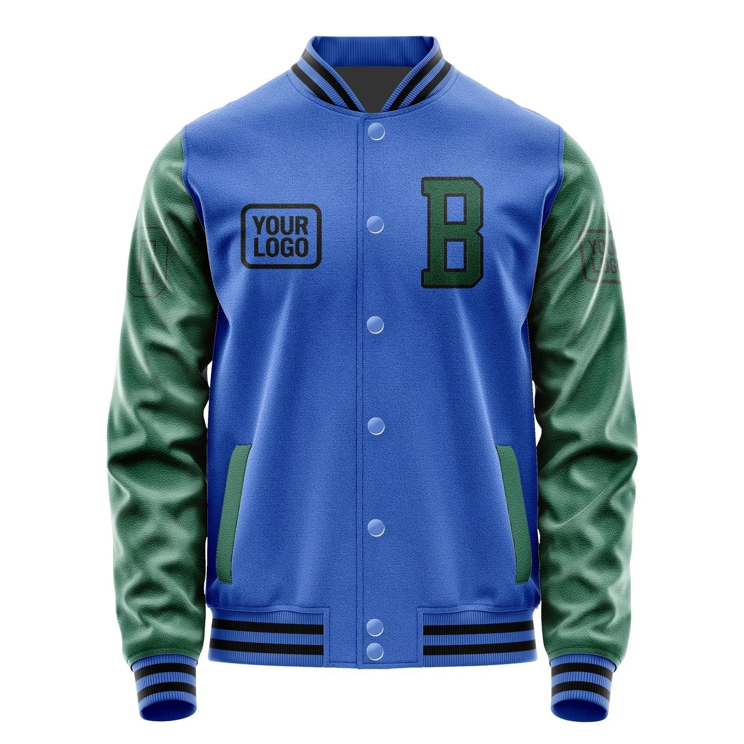 Custom Sky Blue Green Jacket sold by Tailorly product image thumbnail 2