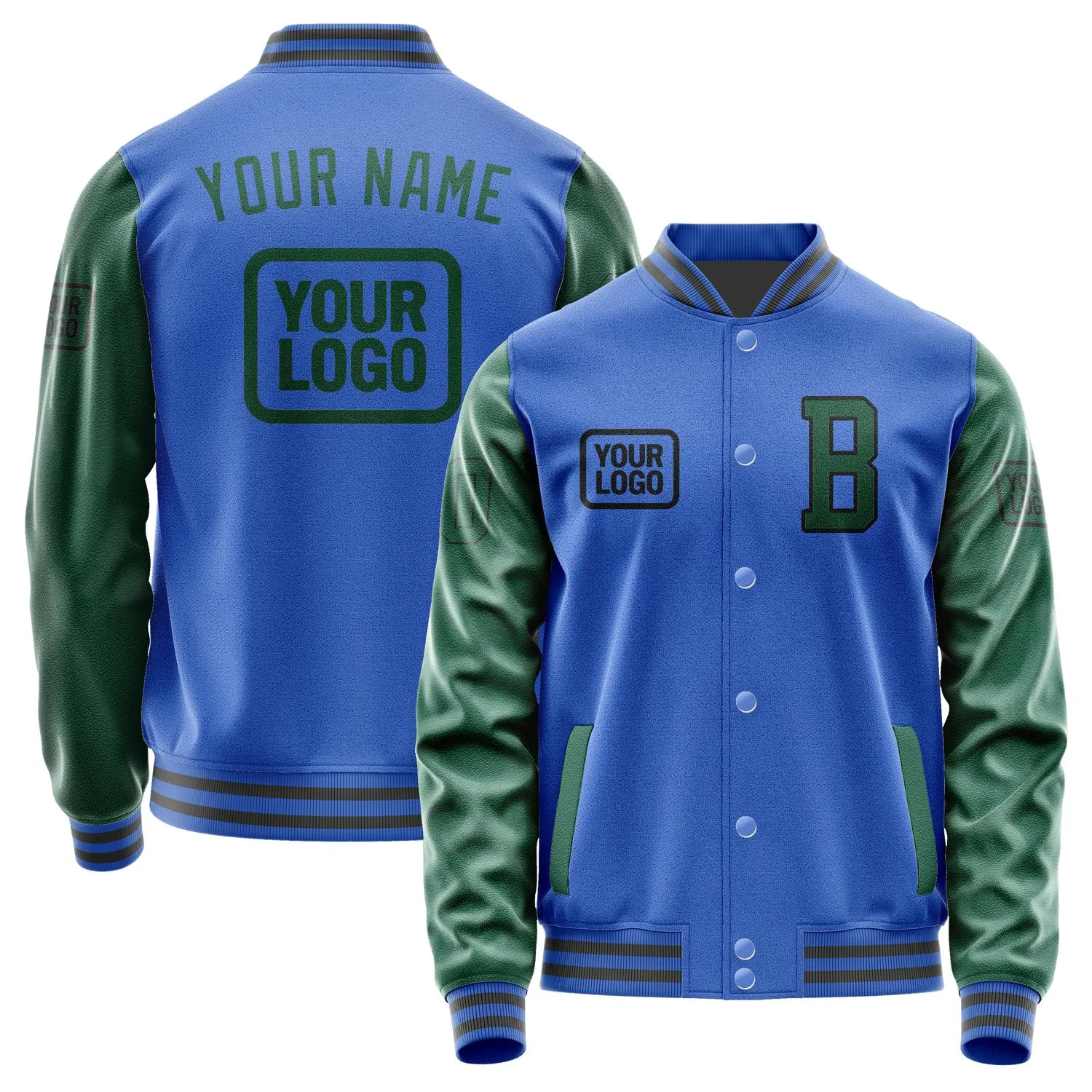 Custom Sky Blue Green Jacket sold by Tailorly