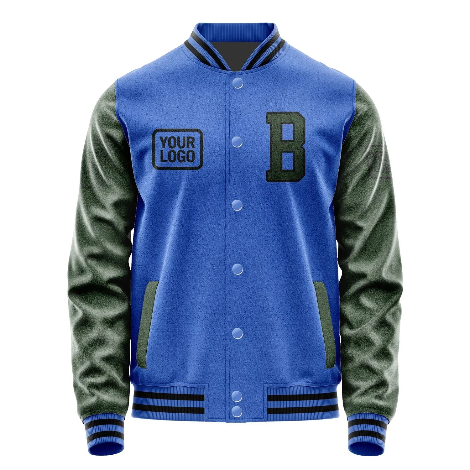 Custom Sky Blue Dark Green Jacket sold by Tailorly product image thumbnail 2