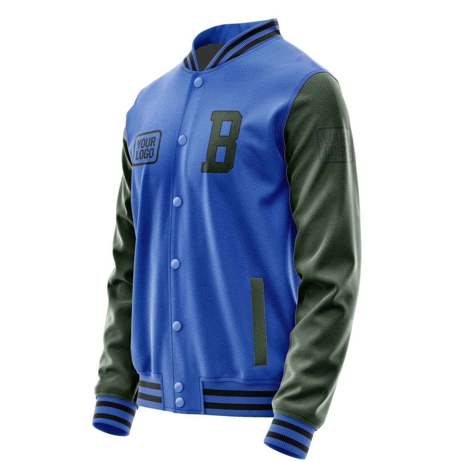 Custom Sky Blue Dark Green Jacket sold by Tailorly product image thumbnail 3