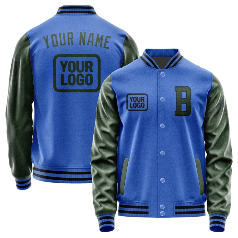 Custom Sky Blue Dark Green Jacket sold by Tailorly