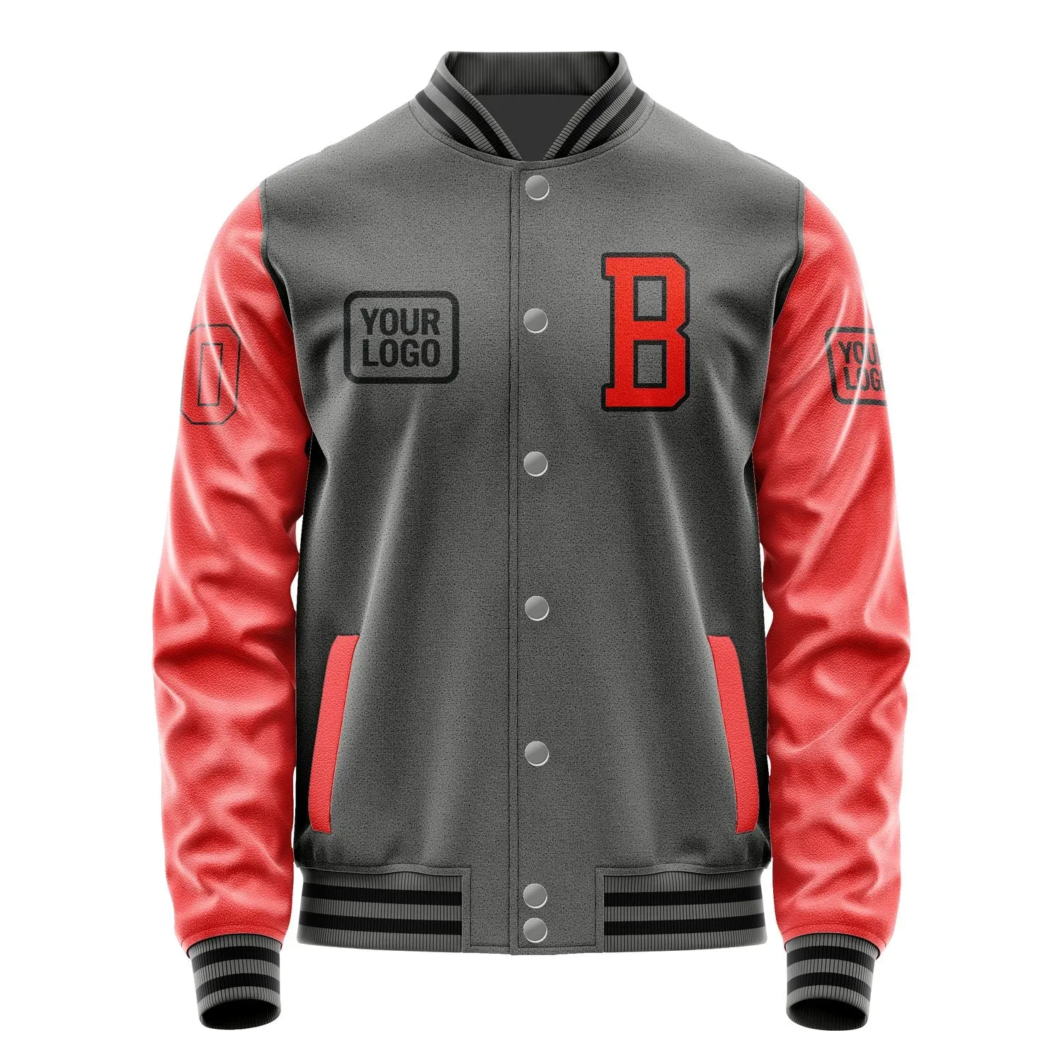 Custom Dark Grey Orange Red Jacket sold by Tailorly product image thumbnail 2