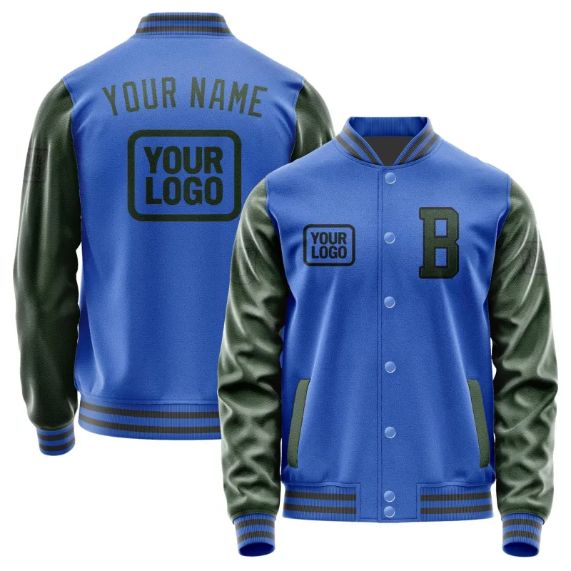 Custom Sky Blue Dark Green Jacket sold by Tailorly